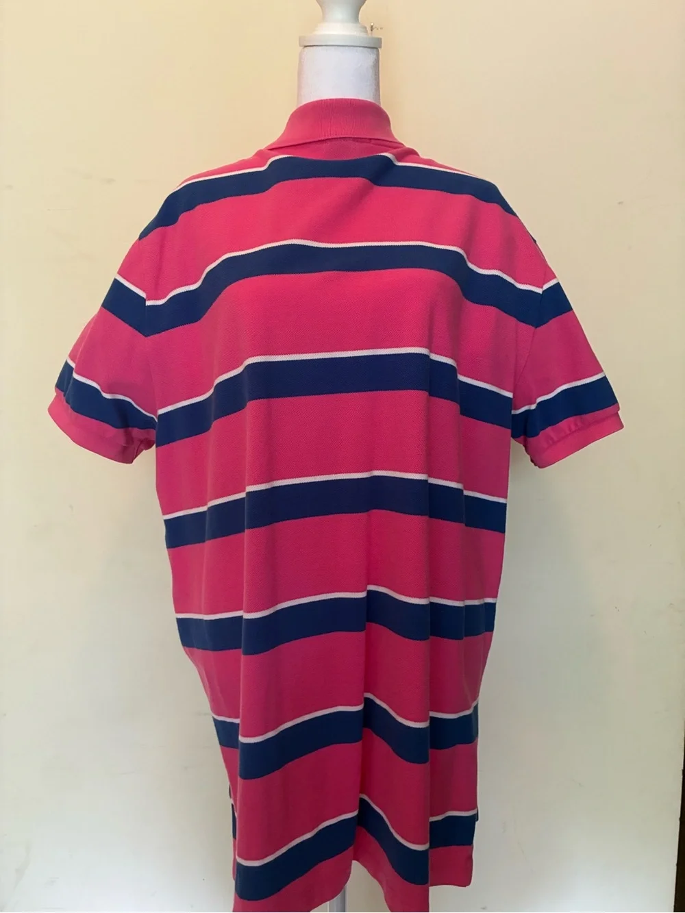 Polo Ralph Lauren Pink Navy Blue Striped Custom Fit Polo Shirt XXL
